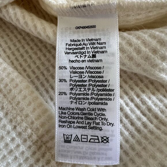 Madewell Mockneck Waffle Sweatshirt Tee Women Small Beige Long Sleeve NEW - Picture 12 of 15